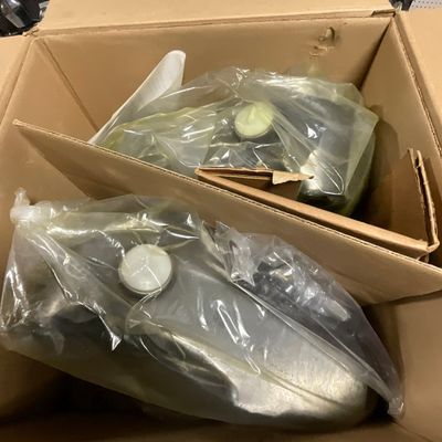 A Set of Custom Chrome Split Fat Bob Style Motorcycle Fuel Tanks and Accessories, Part 887-131