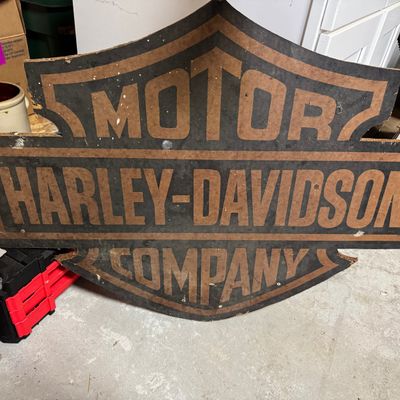 Large Vintage Harley-Davidson Motor Company Cardboard Bar and Shield Sign