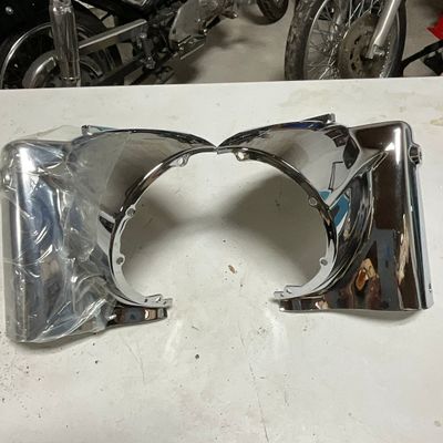 A Pair of Chrome Motorcycle Headlight Nacelle Shroud Halves
