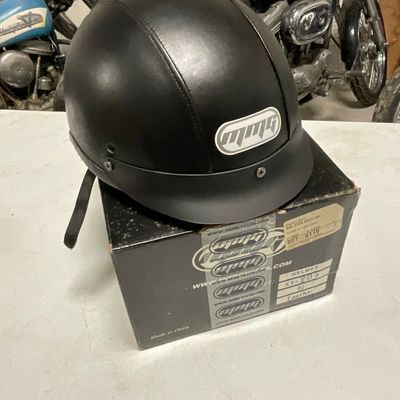MMG Model KY-205 Leather Motorcycle Half Shell Helmet Size Medium New In Box