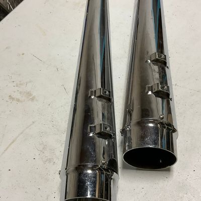 A Pair of Chrome Megaphone Motorcycle Slip-On Exhaust Mufflers