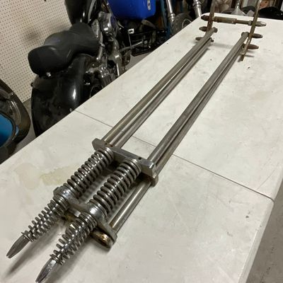 Extended Chrome Springer Front End Motorcycle Fork Assembly