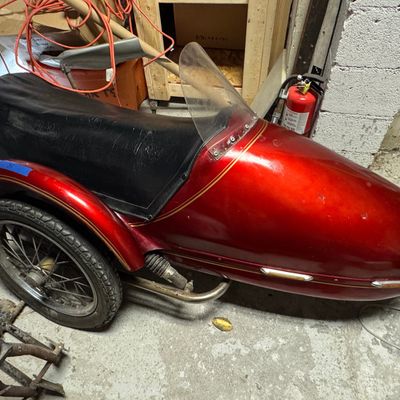 Vintage Velorex Sidecar With Fiberglass Body and Spoked Wheel