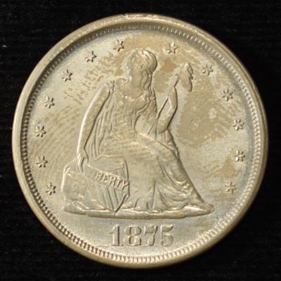 1875-S 20-CENT PIECE NICE BU OLD CLEANING