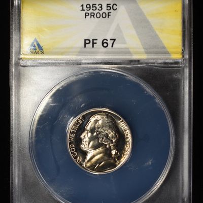 1953 JEFFERSON NICKEL ANACS PF67