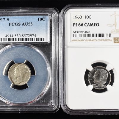 (2) GRADED DIMES