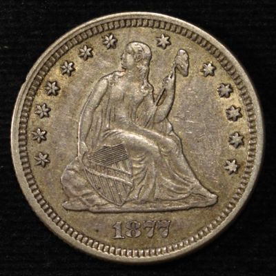 1877 SEATED LIBERTY QUARTER CH AU