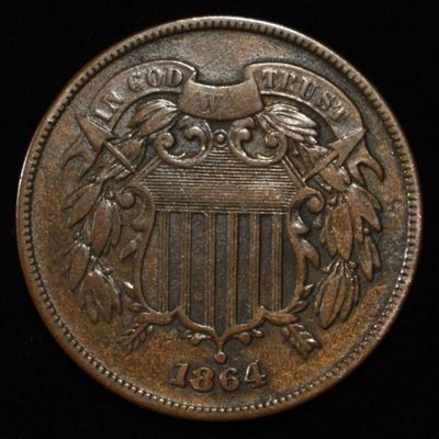 1864 TWO-CENT PIECE AU/BU