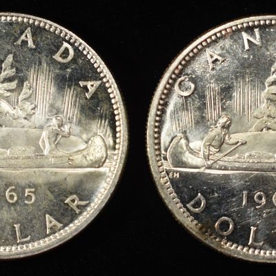 (2) 80% SILVER $1 CANADIAN COINS