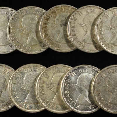 (10) 80% SILVER CANADIAN QUARTERS