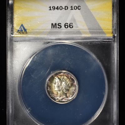 1940-D MERCURY DIME ANACS MS66