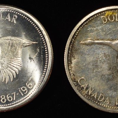 (2) 80% SILVER $1 CANADIAN COINS
