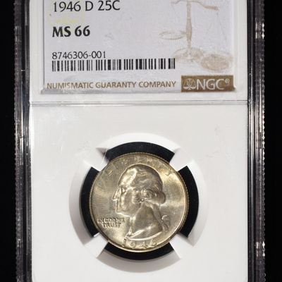1946-D WASHINGTON QUARTER NGC MS66