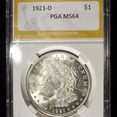 1921-D MORGAN DOLLAR PGA CH/GEM BU