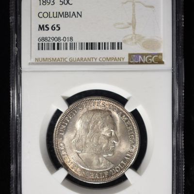 1893 COLUMBIAN COMMEM HALF NGC MS-65