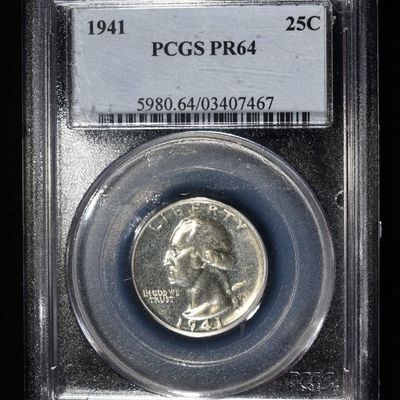 1941 WASHINGTON QUARTER PCGS PR64