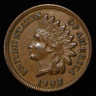 1908 INDIAN HEAD CENT CH BU BR