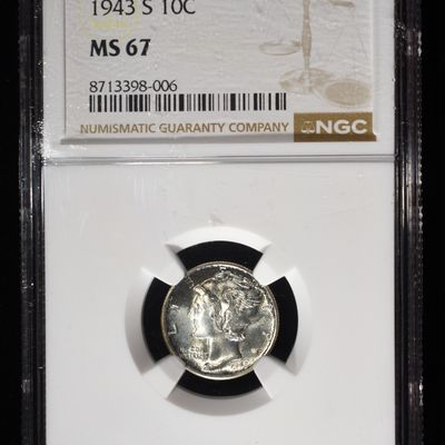 1943-S MERCURY DIME NGC MS67