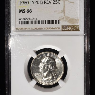 1960 TYPE B REV WASHINGTON 25C NGC MS66