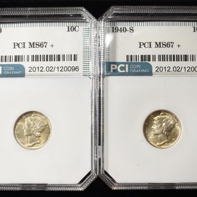 1939 & 1940-S MERCURY DIME PCI SUPERB GEM BU