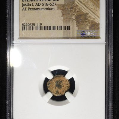 JUSTIN I, AD 518-527, AE PENTANUMMIUM NGC