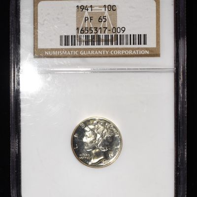 1941 MERCURY DIME NGC PF65