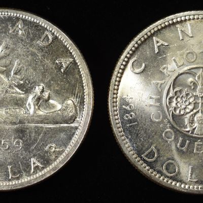(2) 80% SILVER $1 CANADIAN COINS