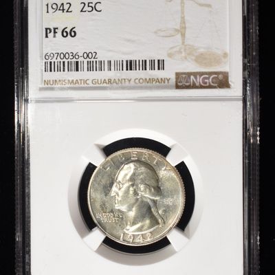 1942 WASHINGTON QUARTER NGC PF66