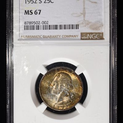1952-S WASHINGTON QUARTER NGC MS67