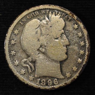 1896-O BARBER QUARTER VG