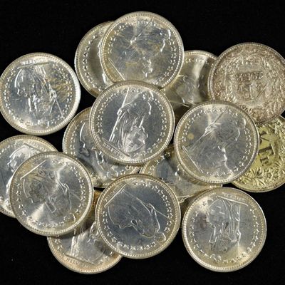 (15) 83.5% SILVER 1/2 FRANC COINS ASW 1.005