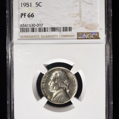 1951 JEFFERSON NICKEL NGC PF66