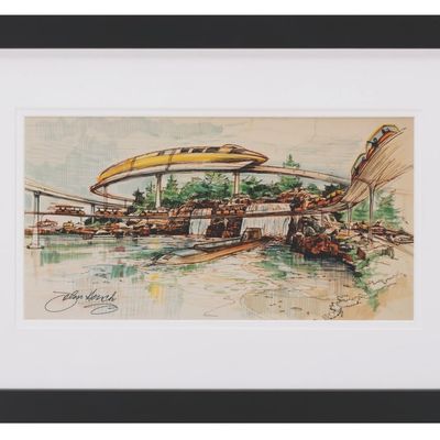 A John Hench Signed Tomorrowland Concept Print.