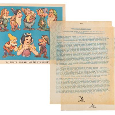 A Kay Kamen Pre-Release "Snow White" Synopsis and Early Fancard.