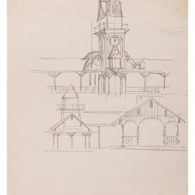 An Original Matterhorn Ride Load Building Concept Drawing by Bill Martin.