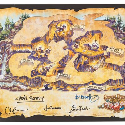 A Seven Dwarfs Mine Train Multi-Signed Map.