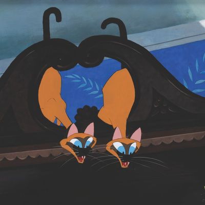 A "Lady and the Tramp" Si and Am Painting by Toby Bluth.