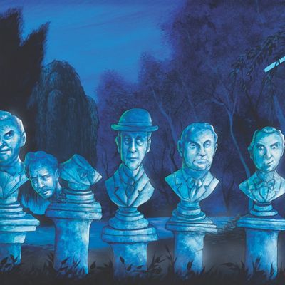 An Original Haunted Mansion Singing Busts Painting.