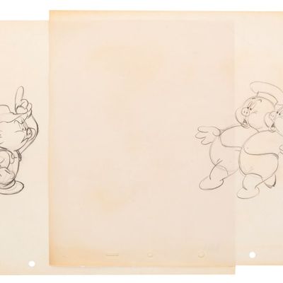 A Pair of "The Practical Pig" Production Drawings.