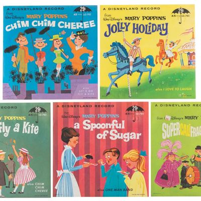 A Collection of "Mary Poppins" 45 RPM Records.