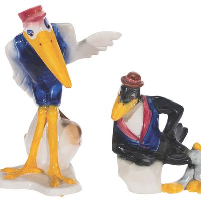 A Pair of "Dumbo" Jim Crow and Stork Figurines.
