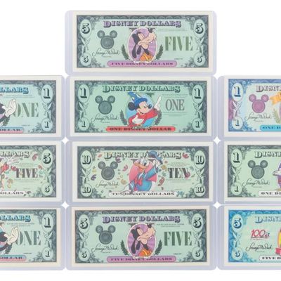 A Collection of 10 Disney Dollars with No Serial Numbers