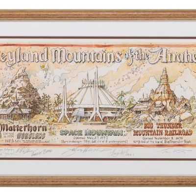 A Multi-Signed "The Disneyland Mountains of the Anaheim Range" Limited Edition Print.
