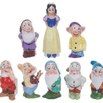 A Set of Maw "Snow White and the Seven Dwarfs" Toothbrush Holders.