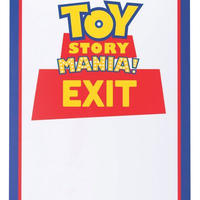A Toy Story Mania! Exit Sign.