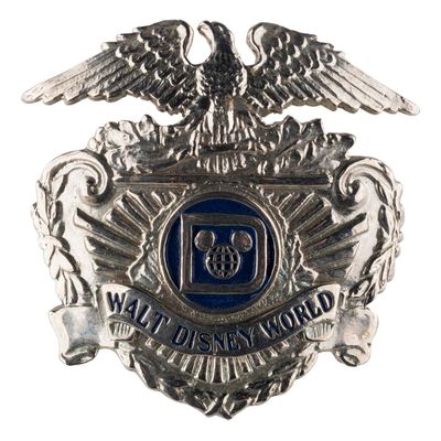 A 1970s Walt Disney World Security Hat Badge.
