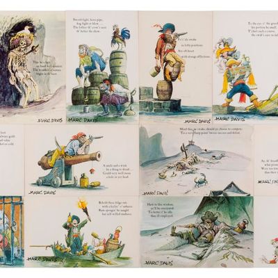 A Complete Set of Signed Marc Davis Pirates of the Caribbean Postcards.