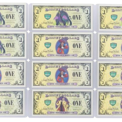 The 2013 Disney Dollars Villains and Heroes Series $1 Bills.