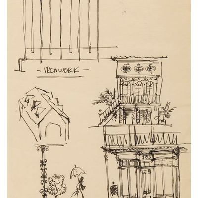 An Original New Orleans Square Concept Drawing by Bill Martin.