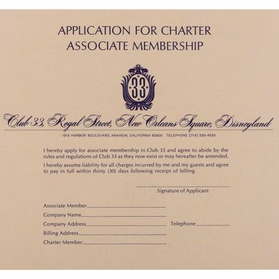 A Rare Early Club 33 Charter Associate Member Application.